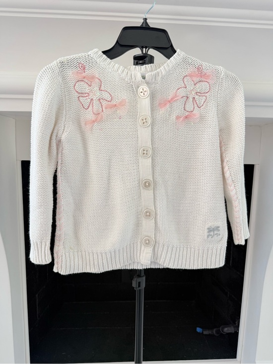 naartjie Other - naartjie White Knit Cardigan with Pink Ribbon Embroidery- Girls Size XL